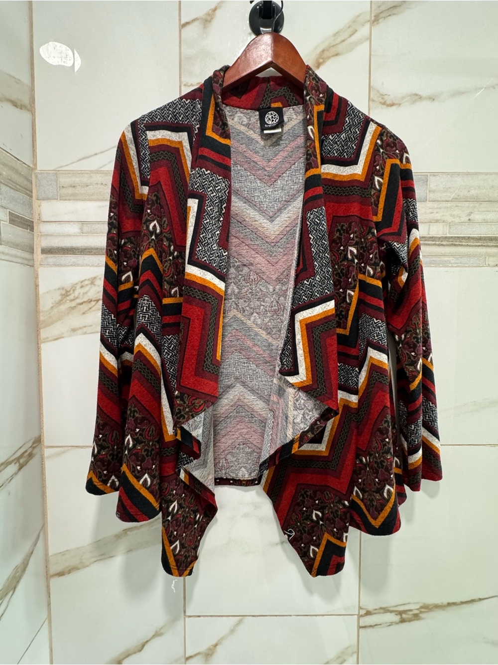 Bobeau Petite Geometric Print Open Front Cardigan Jacket Women’s large  Petite - Picture 8 of 13